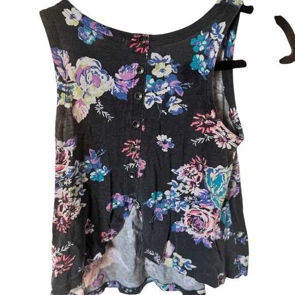 💥Roxy Floral Black Pink Relaxed Sleeveless Tank - Picture 2 of 3